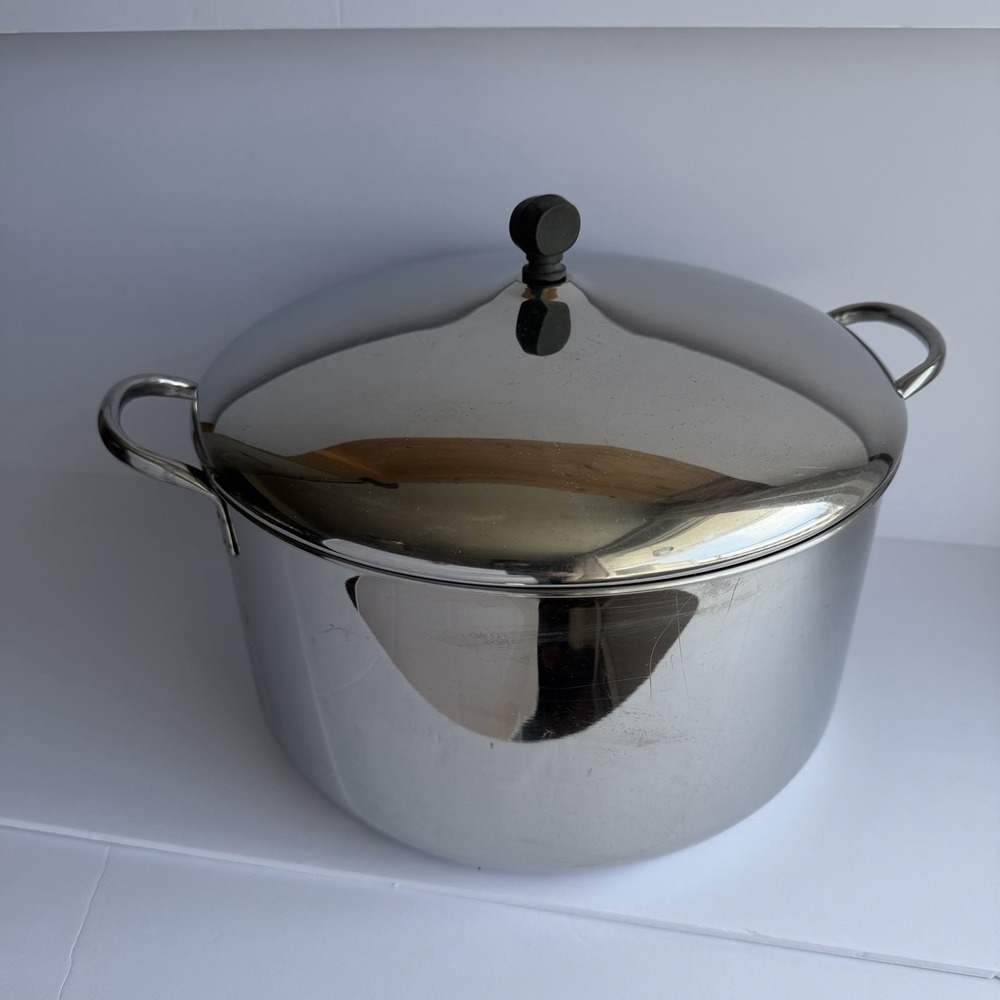 Farberware Vintage 12 Qt Stock Pot with Lid Stainless Steel Aluminum Clad NY USA